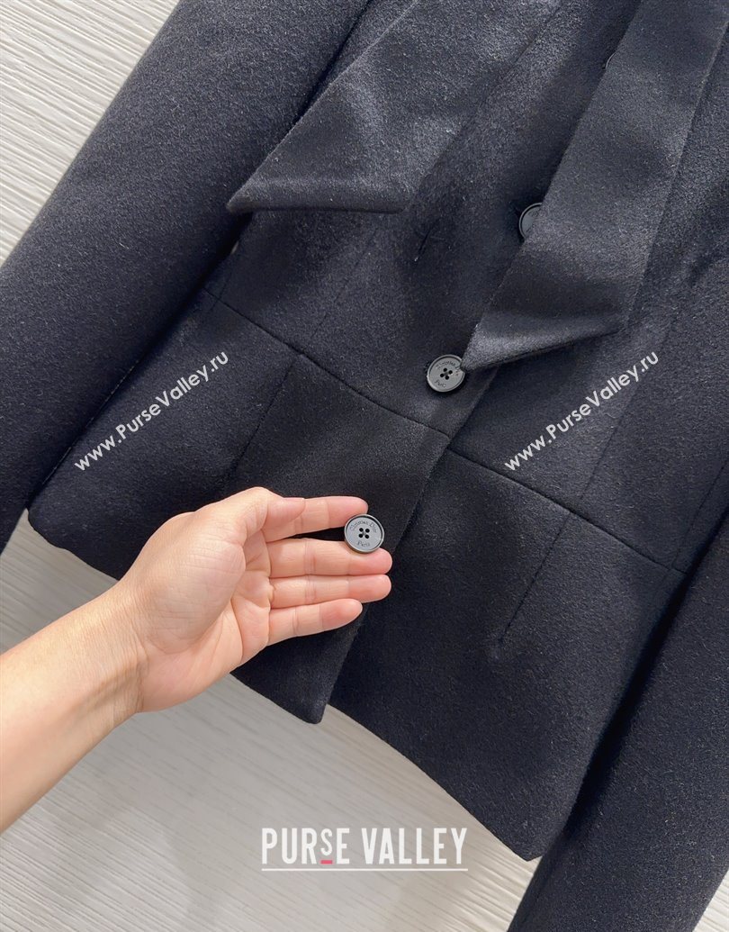 Dior Wool Blend Jacket with Bow Black 2025 DR101403 (QI-251014112)
