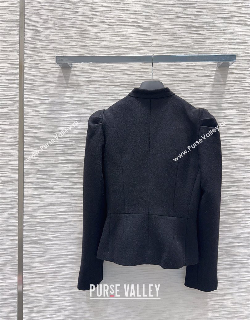 Dior Wool Blend Jacket with Bow Black 2025 DR101403 (QI-251014112)