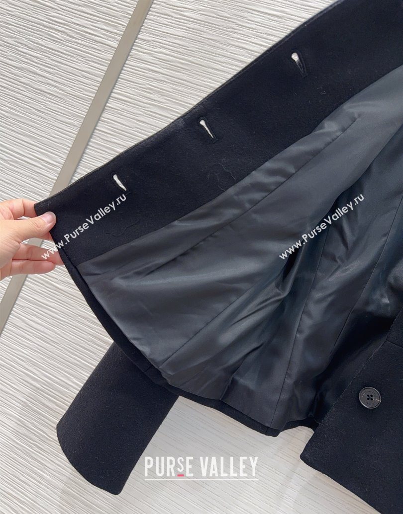 Dior Wool Blend Jacket with Bow Black 2025 DR101403 (QI-251014112)