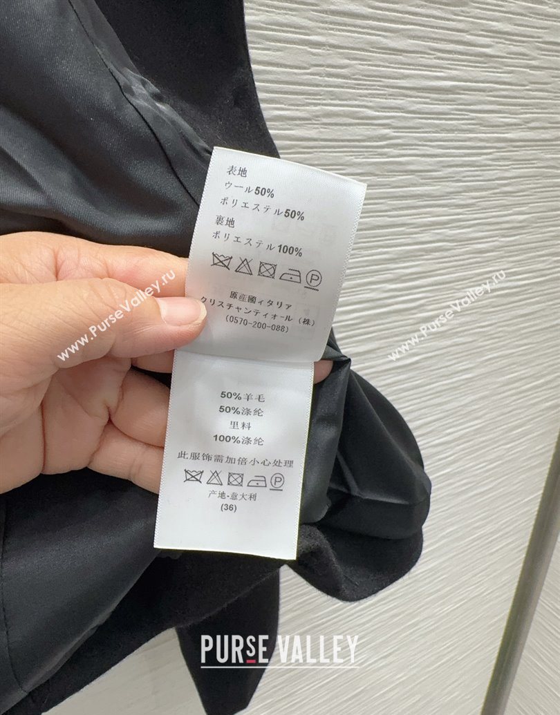 Dior Wool Blend Jacket with Bow Black 2025 DR101403 (QI-251014112)