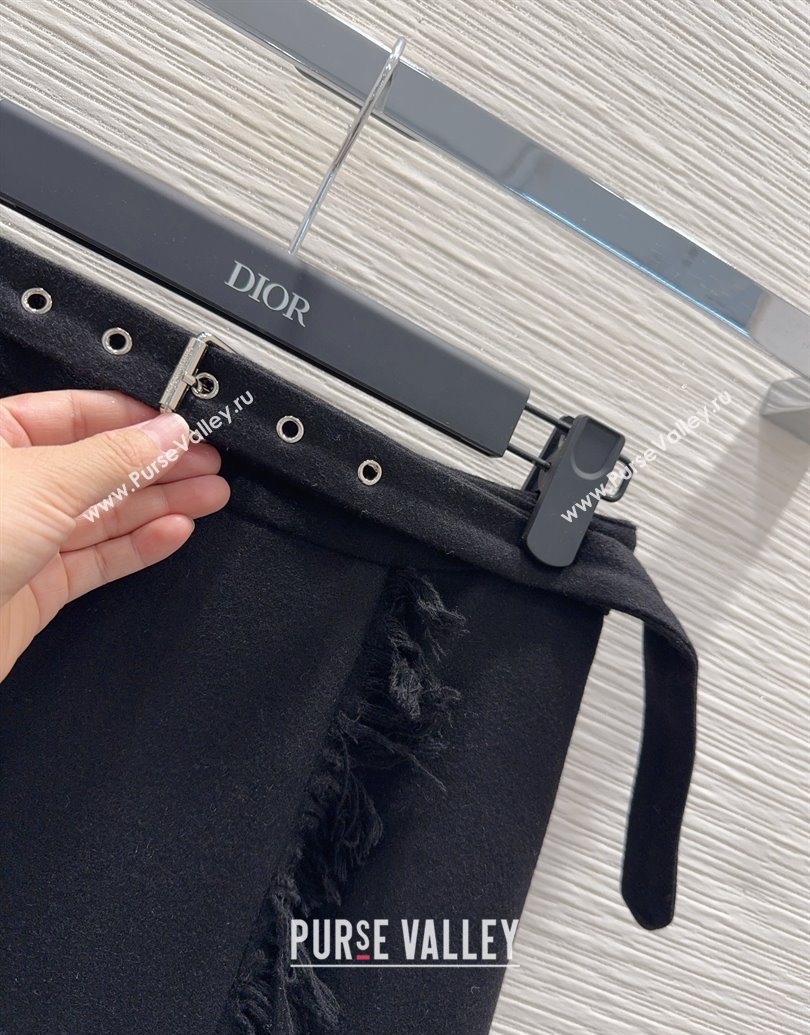 Dior Wool Blend Skirt Fringes Black 2025 DR101403 (QI-251014110)