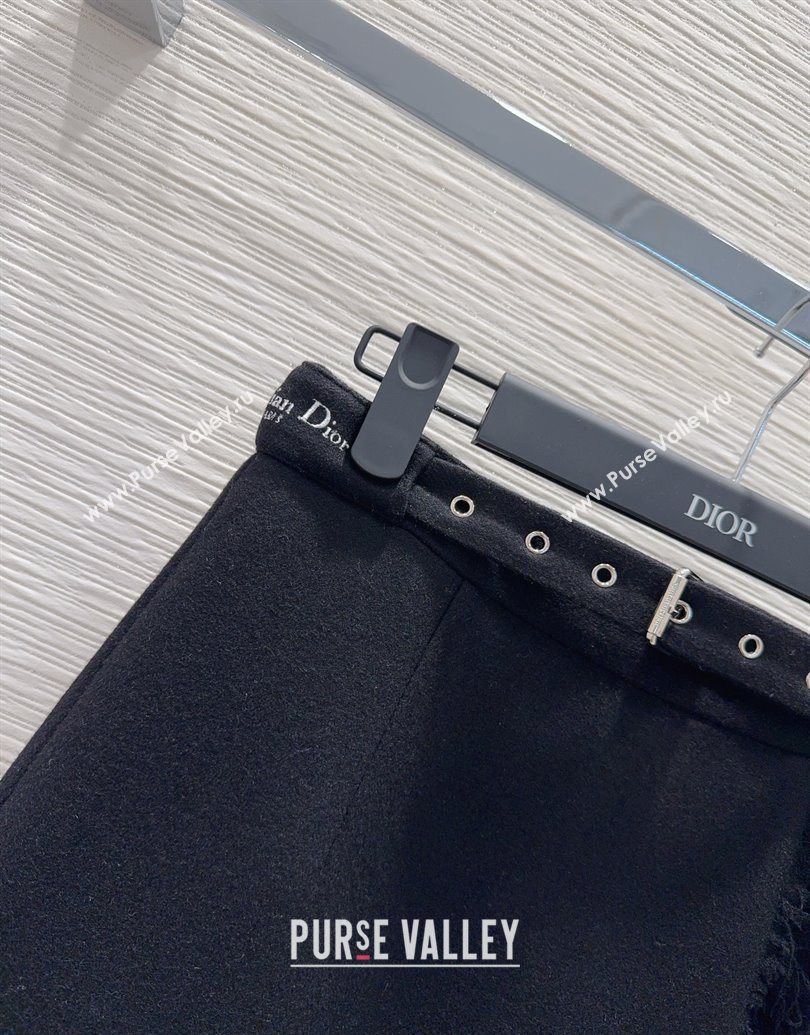 Dior Wool Blend Skirt Fringes Black 2025 DR101403 (QI-251014110)