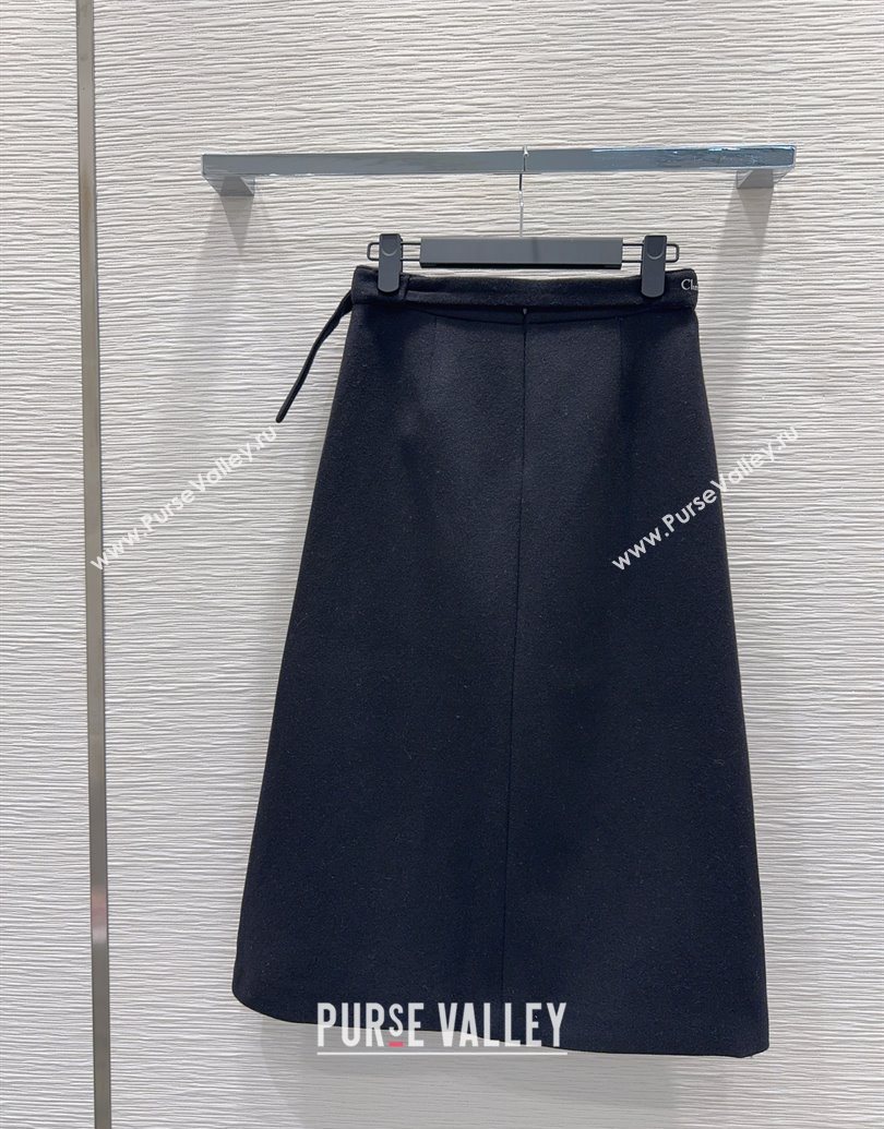 Dior Wool Blend Skirt Fringes Black 2025 DR101403 (QI-251014110)