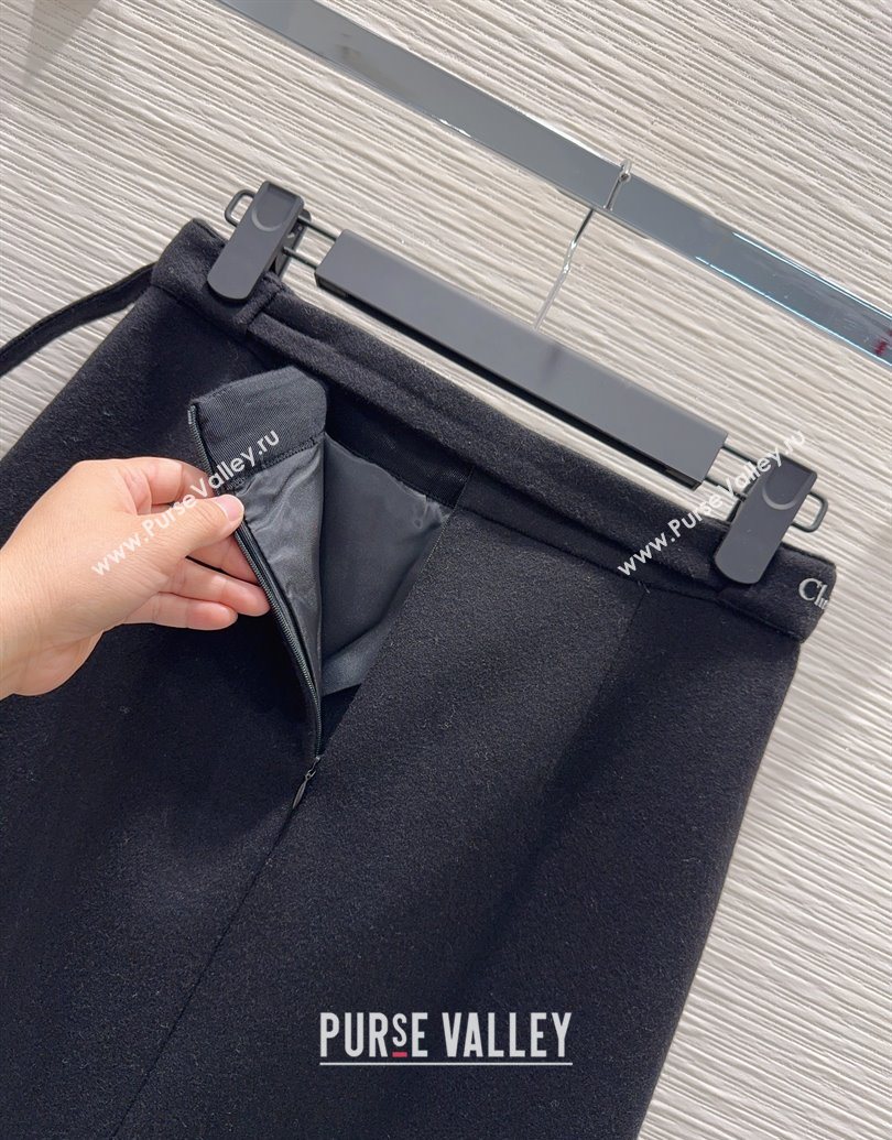 Dior Wool Blend Skirt Fringes Black 2025 DR101403 (QI-251014110)