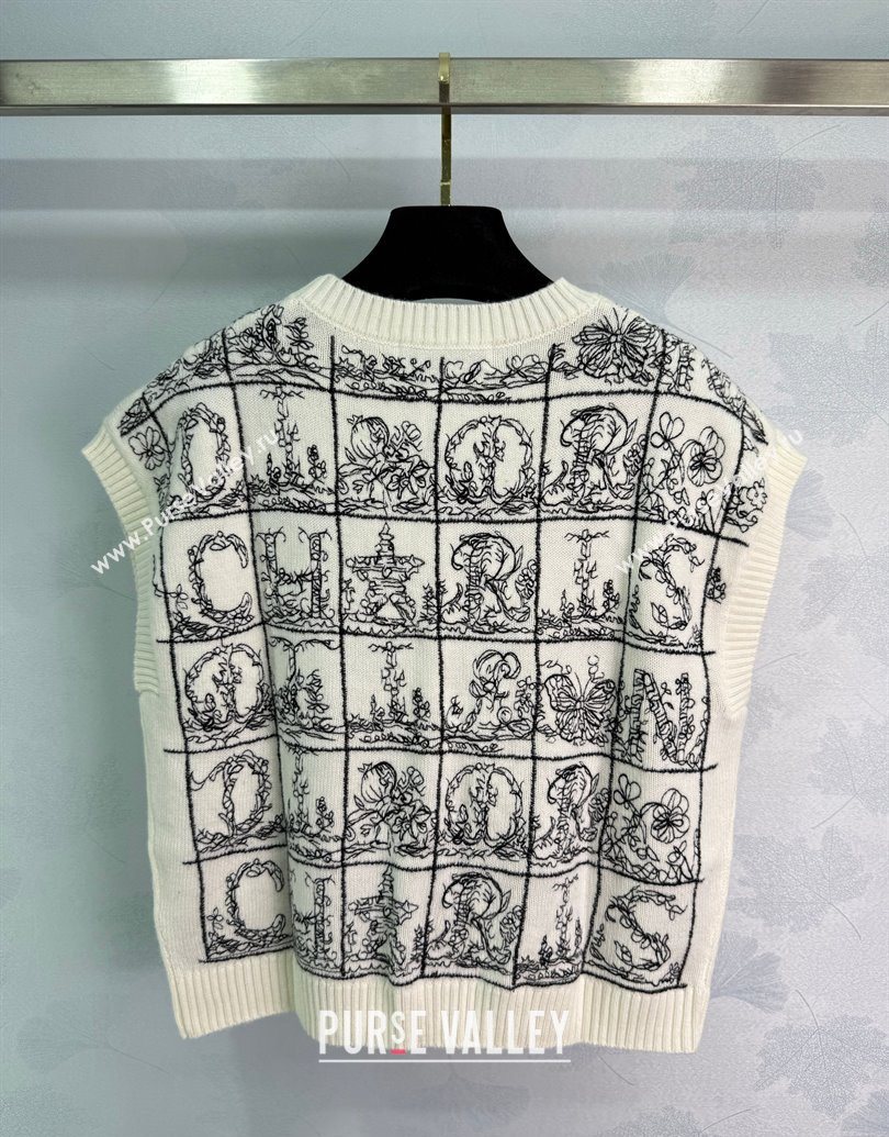 Dior Wool Silk Check Vest White/Black 2025 DR101402 (QI-251014107)