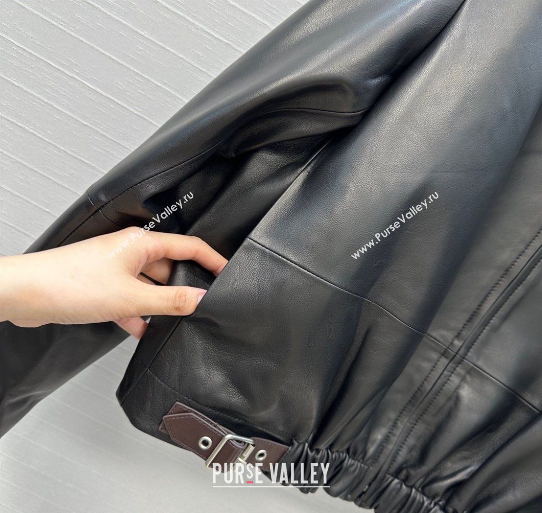 Loewe Belted Sheepskin Leather Jacket Black 2025 LW101502 (QI-251015021)