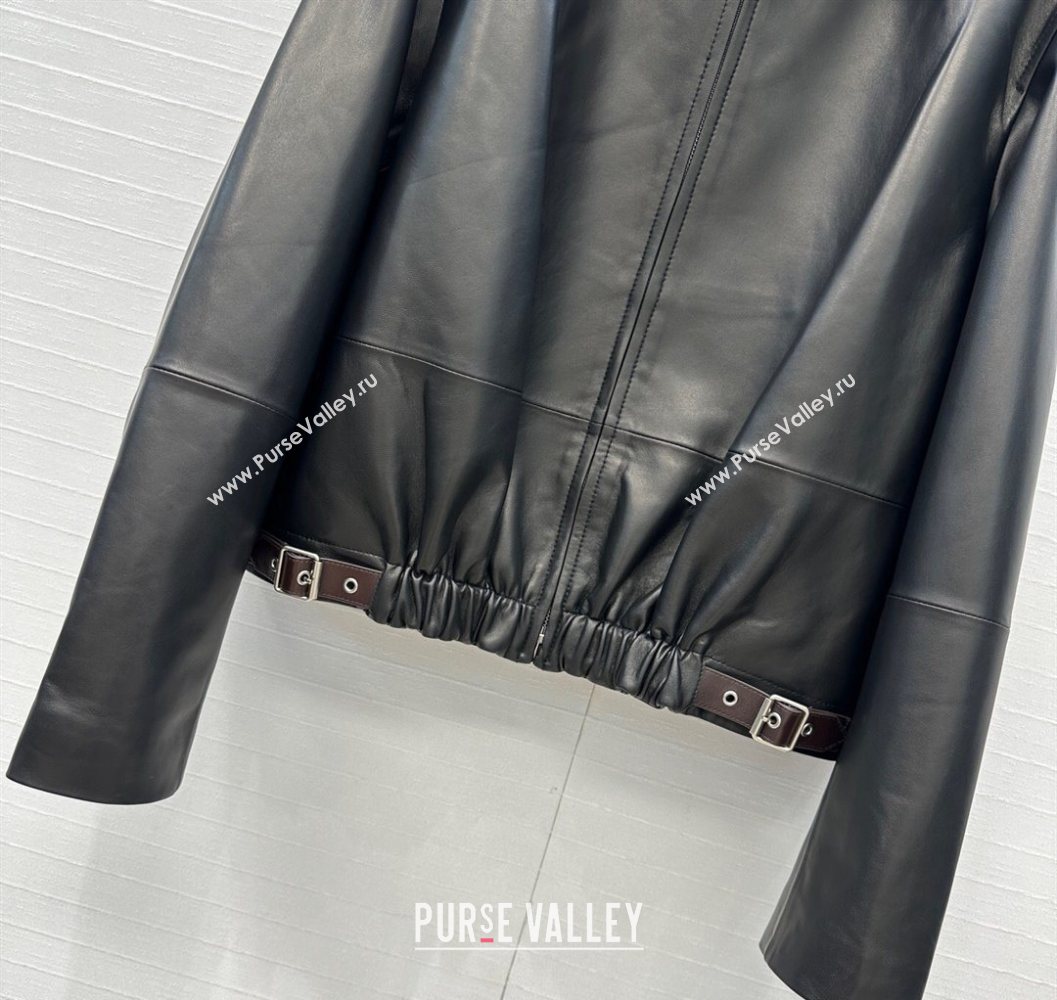 Loewe Belted Sheepskin Leather Jacket Black 2025 LW101502 (QI-251015021)