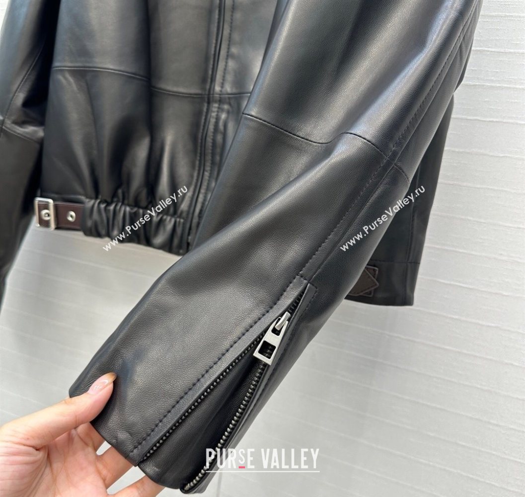 Loewe Belted Sheepskin Leather Jacket Black 2025 LW101502 (QI-251015021)