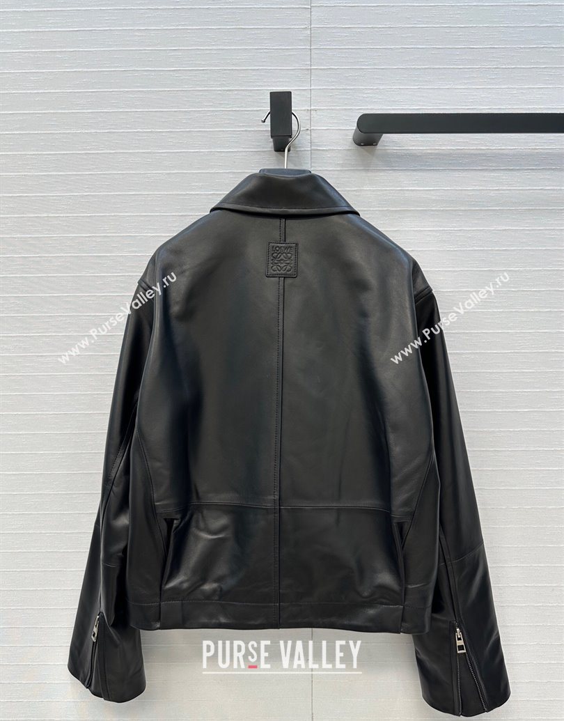 Loewe Belted Sheepskin Leather Jacket Black 2025 LW101502 (QI-251015021)
