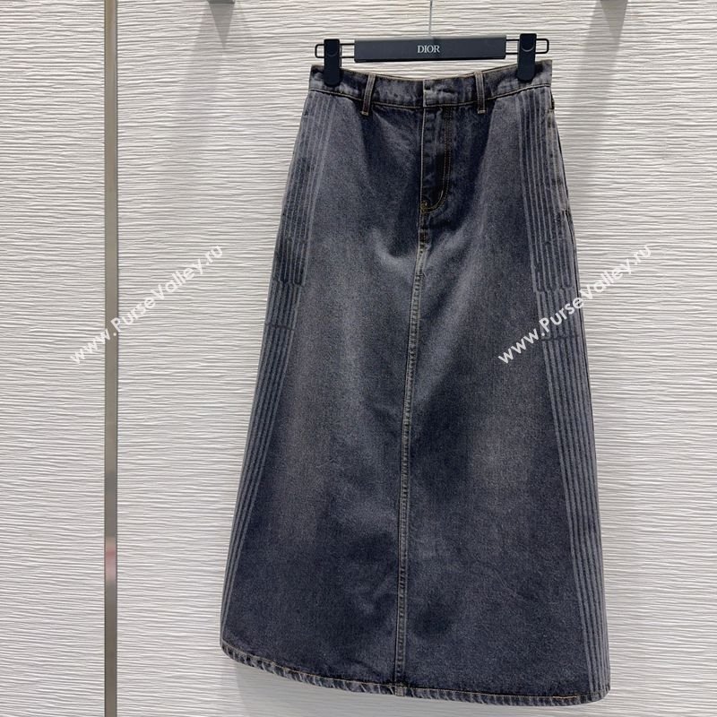 Dior Cotton Denim Skirt Black 2025 DR101502 (QI-251015015)