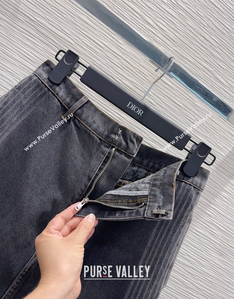 Dior Cotton Denim Skirt Black 2025 DR101502 (QI-251015015)
