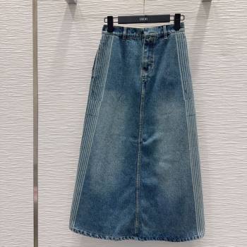 Dior Cotton Denim Skirt Blue 2025 DR101502 (QI-251015014)