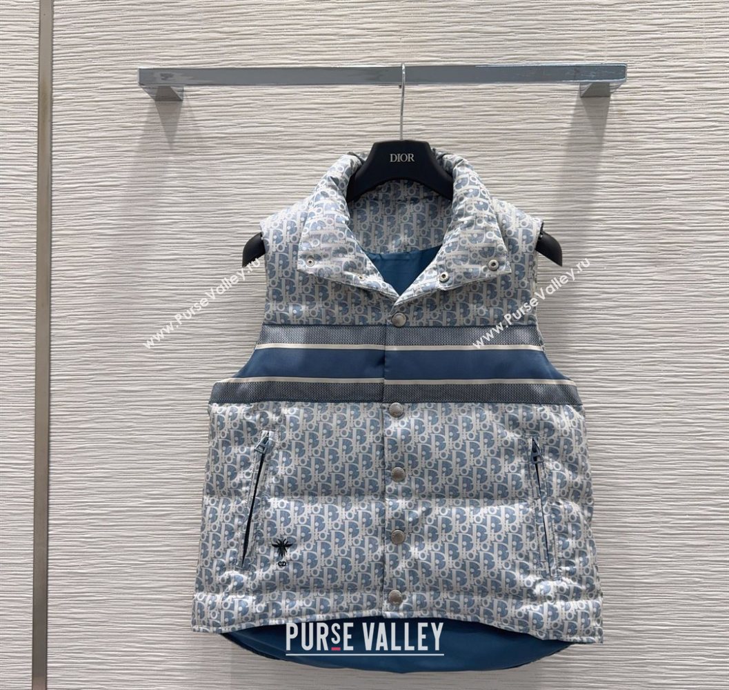Dior Oblique Down Vest Blue 2025 DR101503 (QI-251015016)
