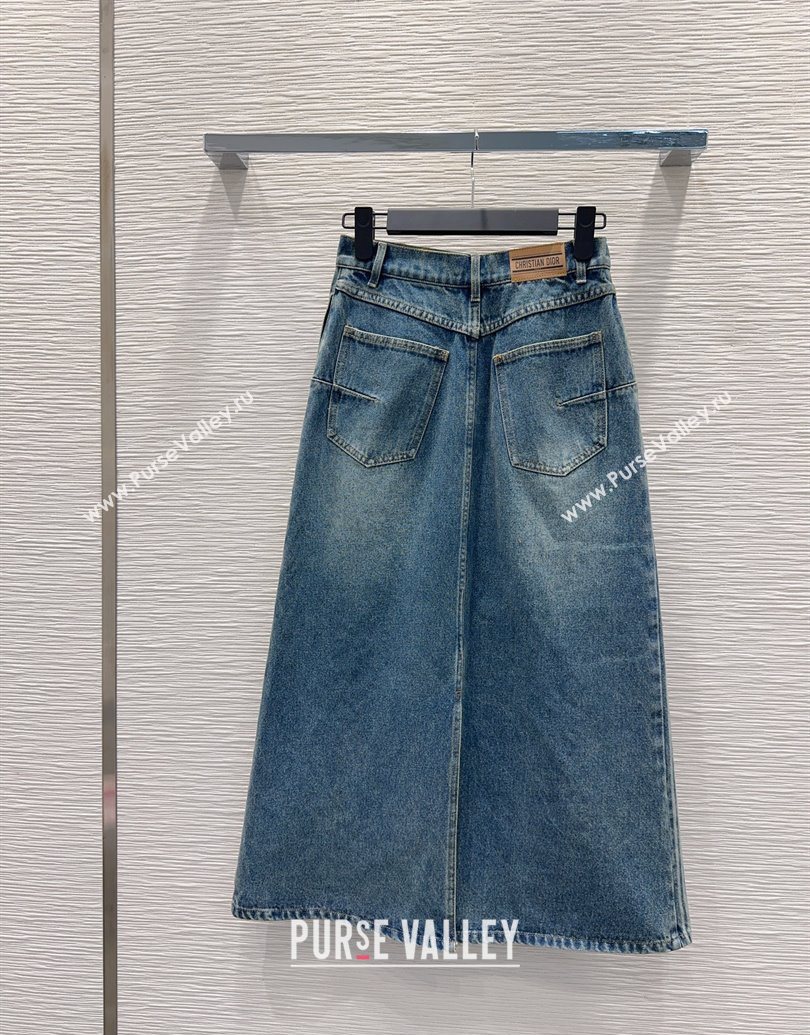Dior Cotton Denim Skirt Blue 2025 DR101502 (QI-251015014)