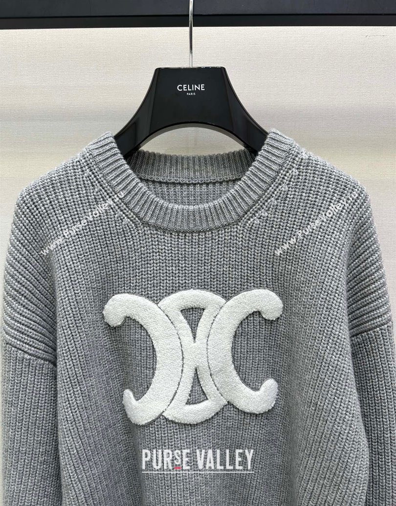 Celine Wool Sweater Grey 2025 CE101501 (QI-251015007)
