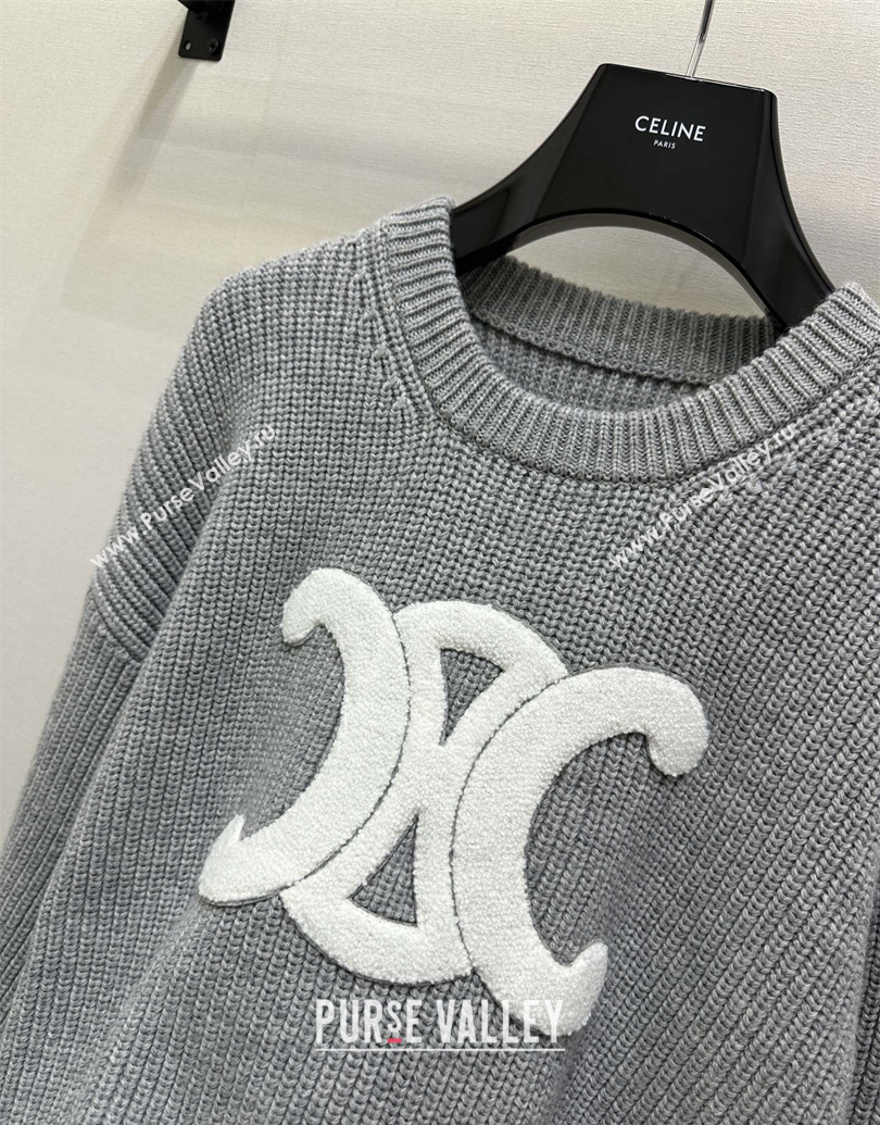 Celine Wool Sweater Grey 2025 CE101501 (QI-251015007)