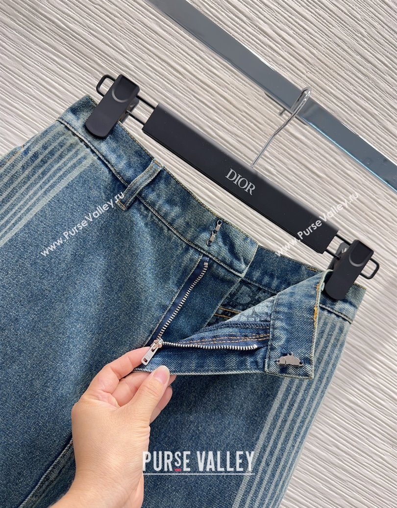 Dior Cotton Denim Skirt Blue 2025 DR101502 (QI-251015014)