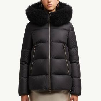 Moncler A-Shaped Down Jacket with Fox Fur Black 2025 1014 (QI-251014097)