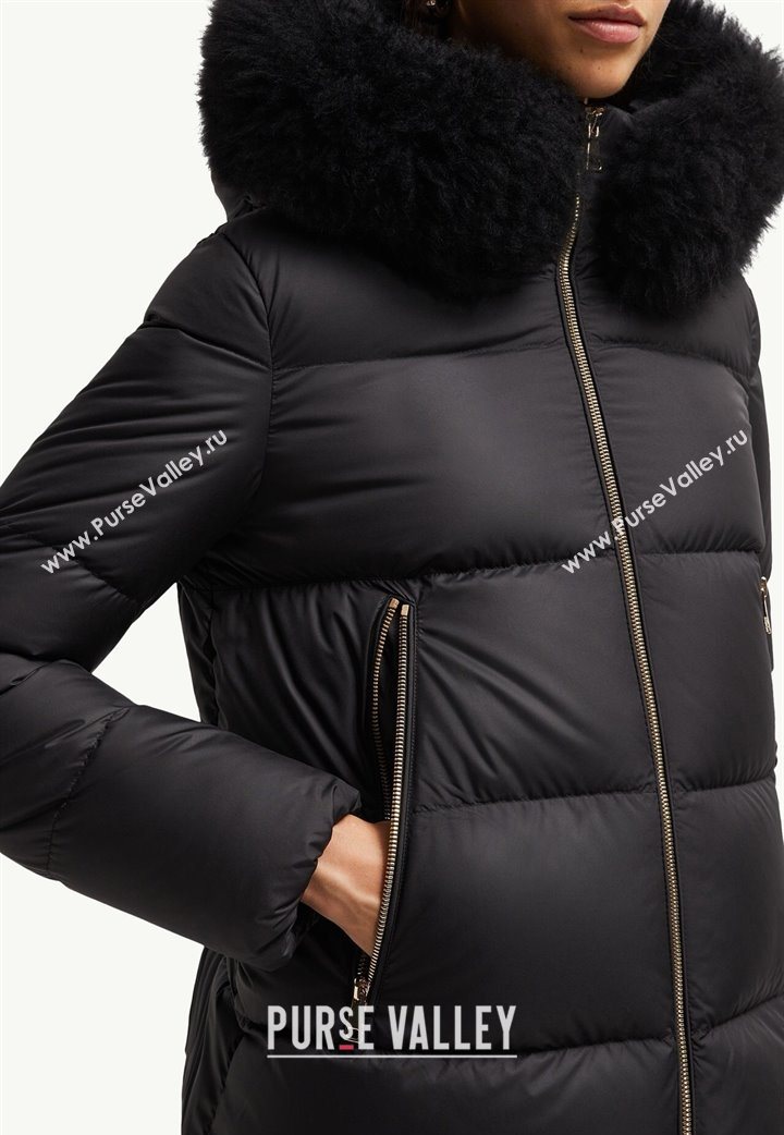 Moncler A-Shaped Down Jacket with Fox Fur Black 2025 1014 (QI-251014097)