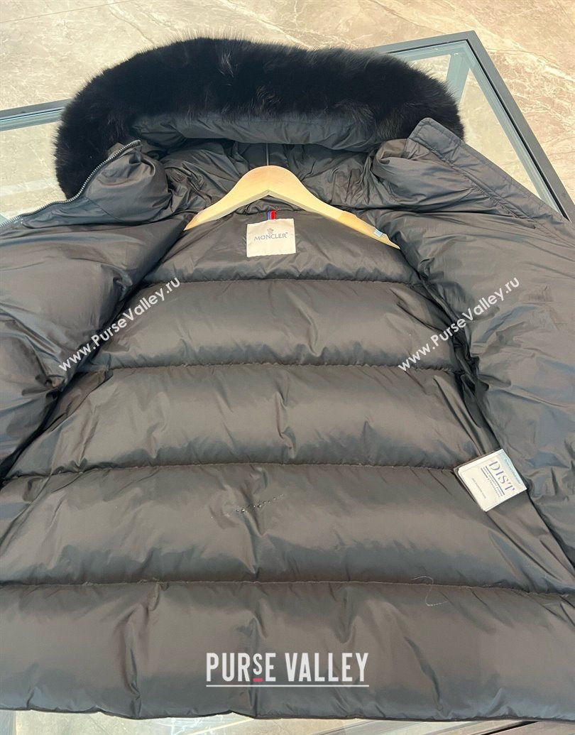 Moncler A-Shaped Down Jacket with Fox Fur Black 2025 1014 (QI-251014097)