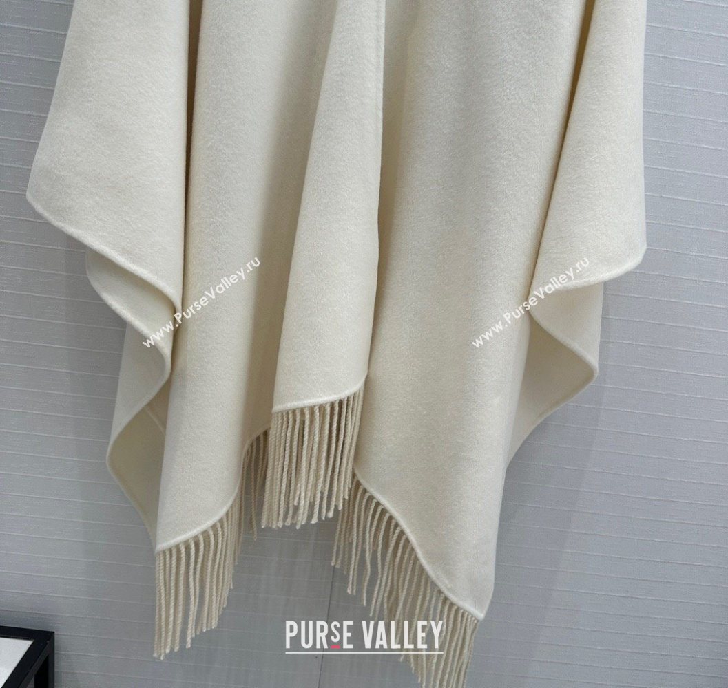 Dior Wool Cashmere Cape with Tassel 78x140cm White 2025 1015 (QI-251015068)