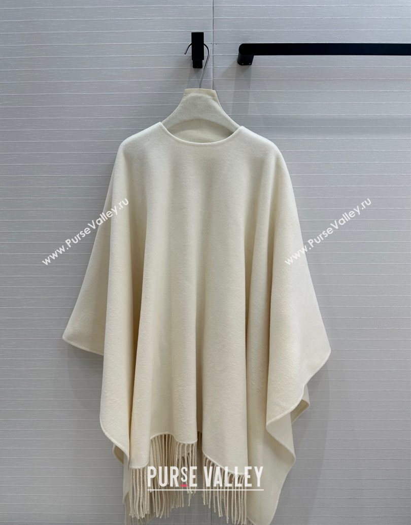Dior Wool Cashmere Cape with Tassel 78x140cm White 2025 1015 (QI-251015068)