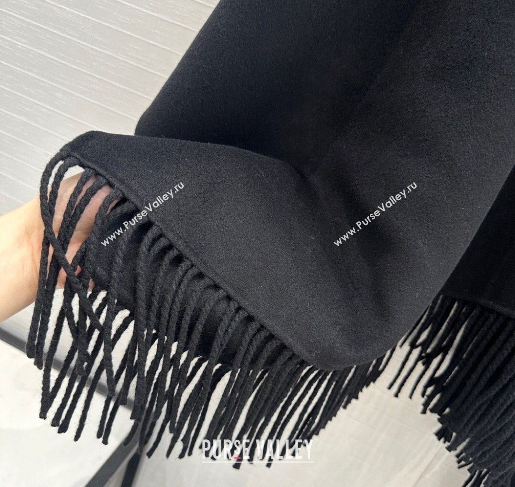 Dior Wool Cashmere Cape with Tassel 78x140cm Black 2025 1015 (QI-251015069)