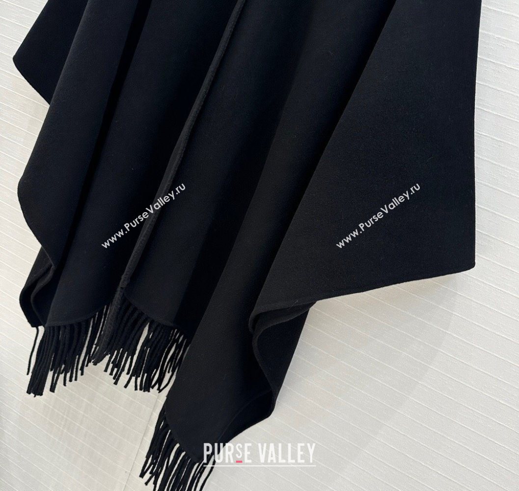 Dior Wool Cashmere Cape with Tassel 78x140cm Black 2025 1015 (QI-251015069)