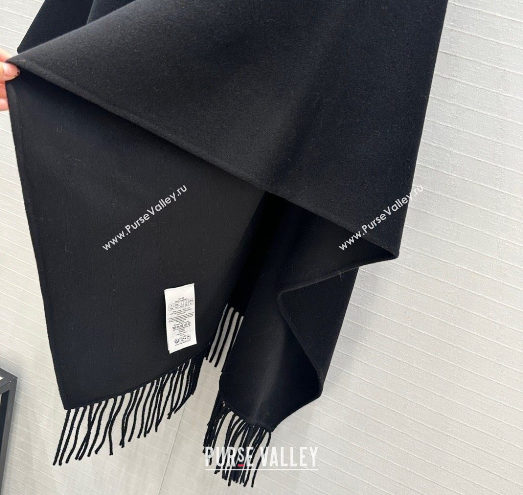 Dior Wool Cashmere Cape with Tassel 78x140cm Black 2025 1015 (QI-251015069)