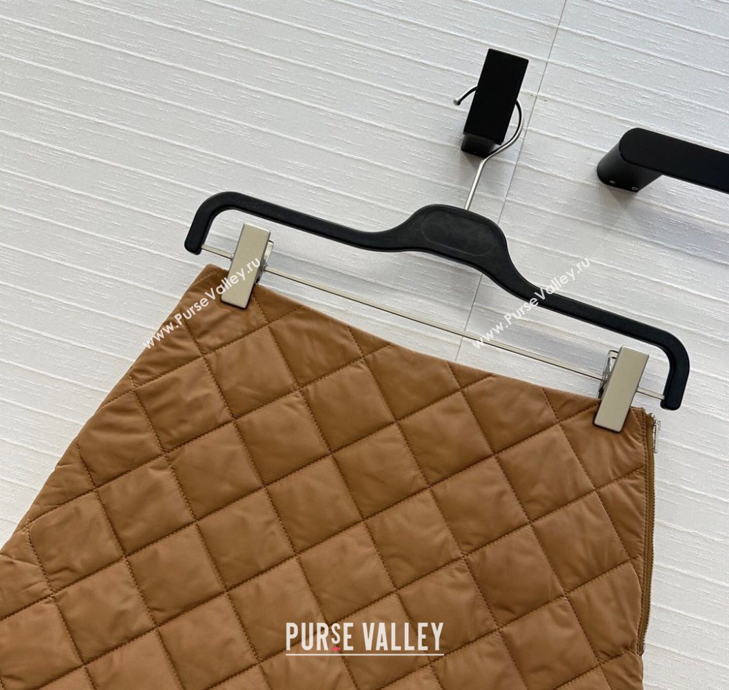 Prada Quilted Cotton Mini Skirt Brown 2025 PR101503 (QI-251015063)
