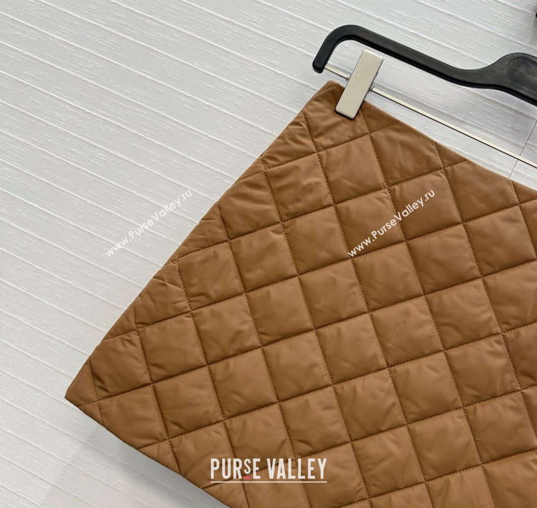 Prada Quilted Cotton Mini Skirt Brown 2025 PR101503 (QI-251015063)