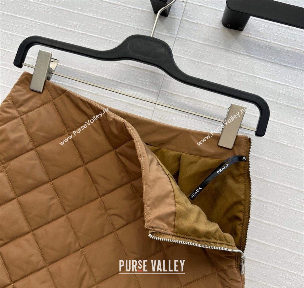 Prada Quilted Cotton Mini Skirt Brown 2025 PR101503 (QI-251015063)