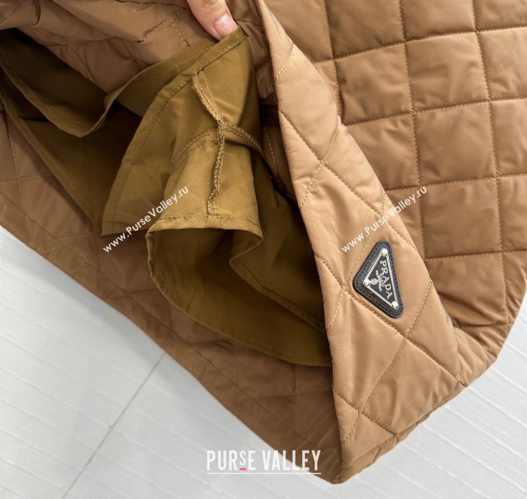Prada Quilted Cotton Mini Skirt Brown 2025 PR101503 (QI-251015063)