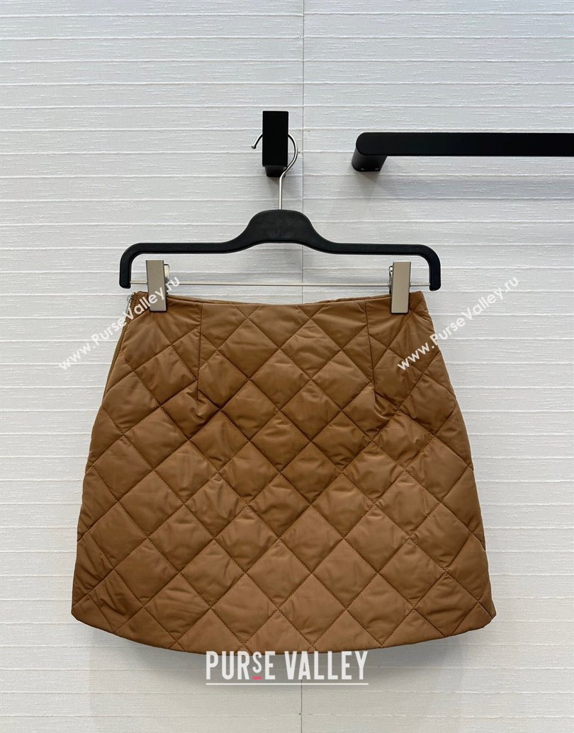 Prada Quilted Cotton Mini Skirt Brown 2025 PR101503 (QI-251015063)