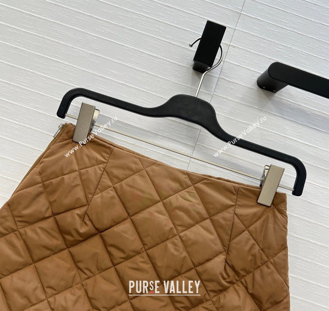 Prada Quilted Cotton Mini Skirt Brown 2025 PR101503 (QI-251015063)