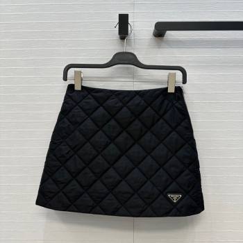 Prada Quilted Cotton Mini Skirt Black 2025 PR101503 (QI-251015064)