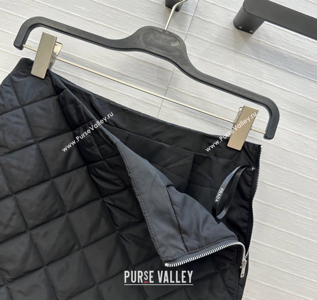 Prada Quilted Cotton Mini Skirt Black 2025 PR101503 (QI-251015064)