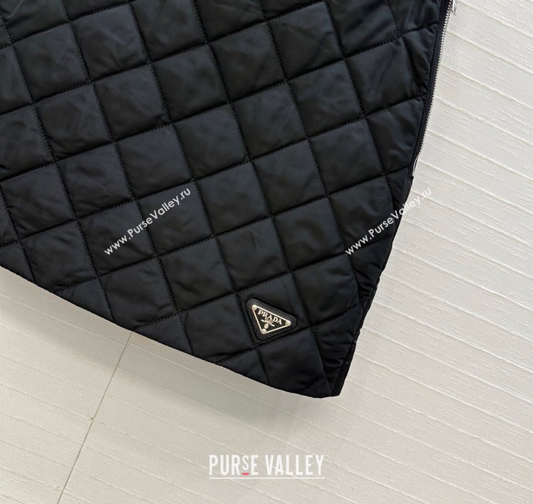 Prada Quilted Cotton Mini Skirt Black 2025 PR101503 (QI-251015064)