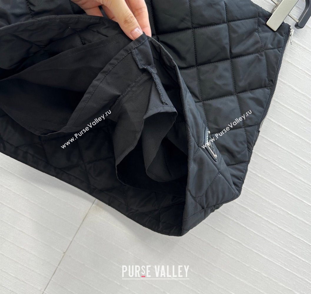 Prada Quilted Cotton Mini Skirt Black 2025 PR101503 (QI-251015064)