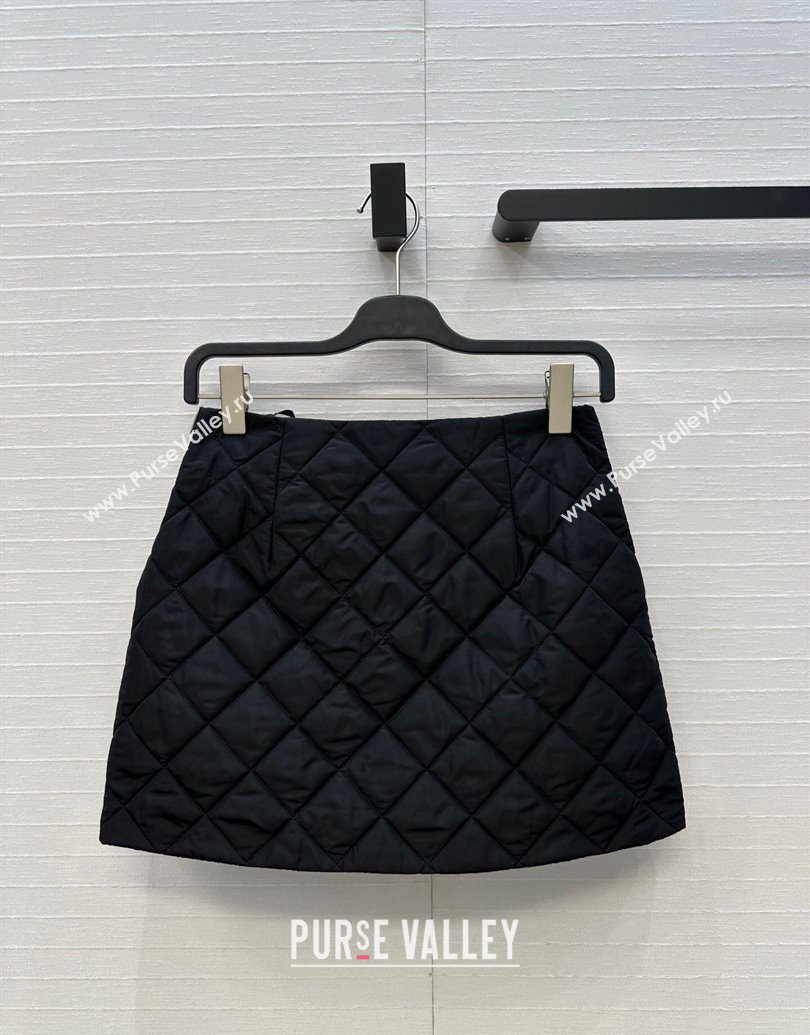 Prada Quilted Cotton Mini Skirt Black 2025 PR101503 (QI-251015064)