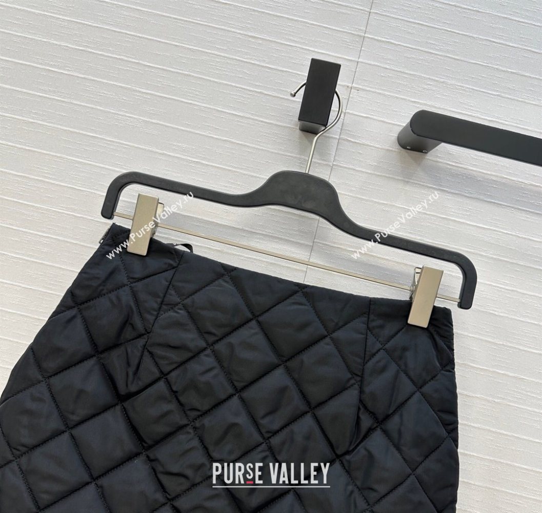 Prada Quilted Cotton Mini Skirt Black 2025 PR101503 (QI-251015064)