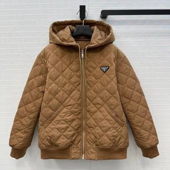 Prada Quilted Cotton Jacket Brown 2025 PR101503 (QI-251015061)