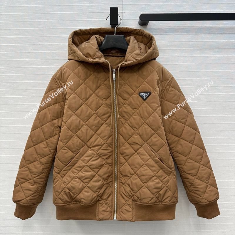Prada Quilted Cotton Jacket Brown 2025 PR101503 (QI-251015061)
