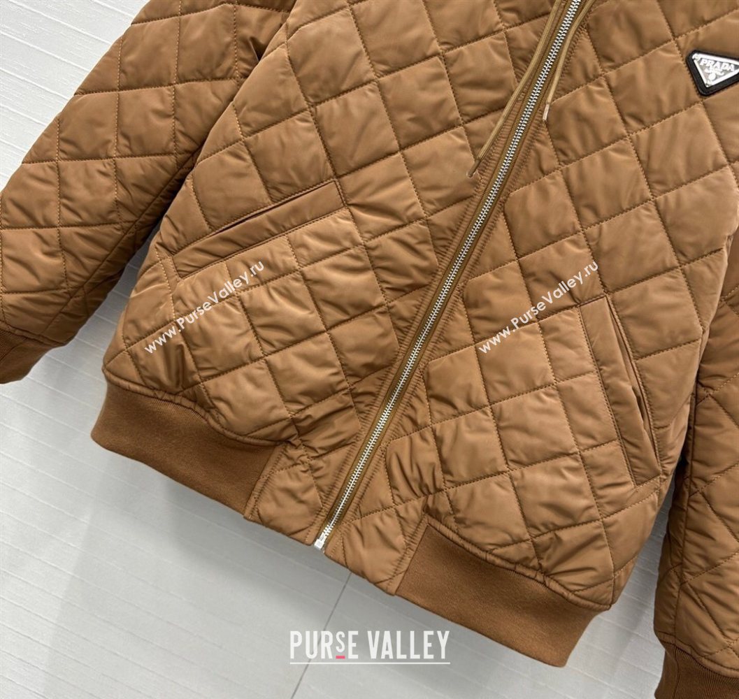 Prada Quilted Cotton Jacket Brown 2025 PR101503 (QI-251015061)
