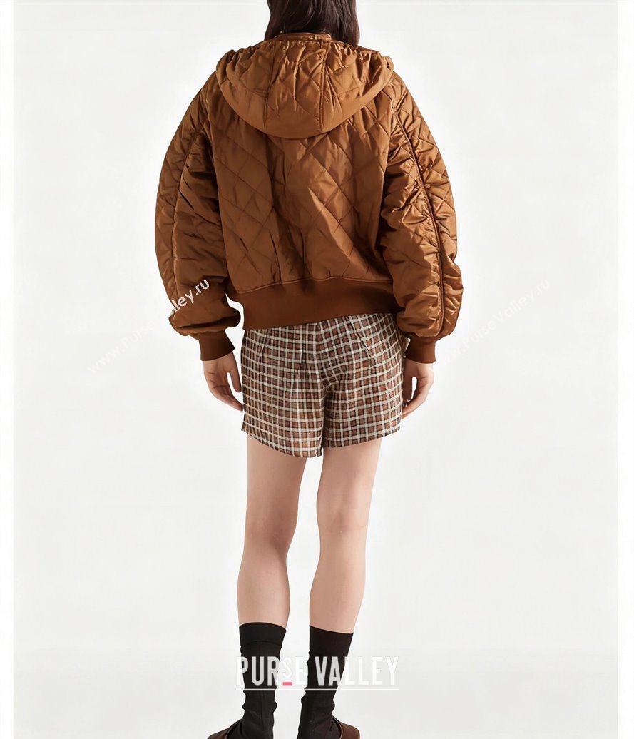 Prada Quilted Cotton Jacket Brown 2025 PR101503 (QI-251015061)