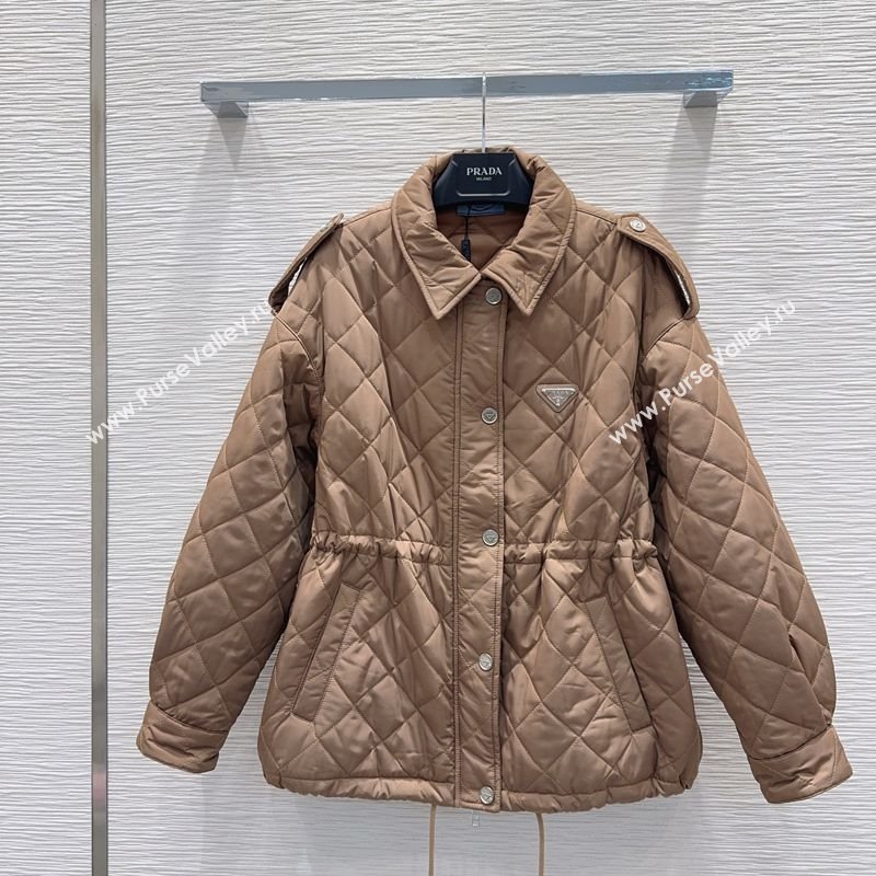 Prada Quilted Cotton Jacket Brown 2025 PR101502 (QI-251015059)