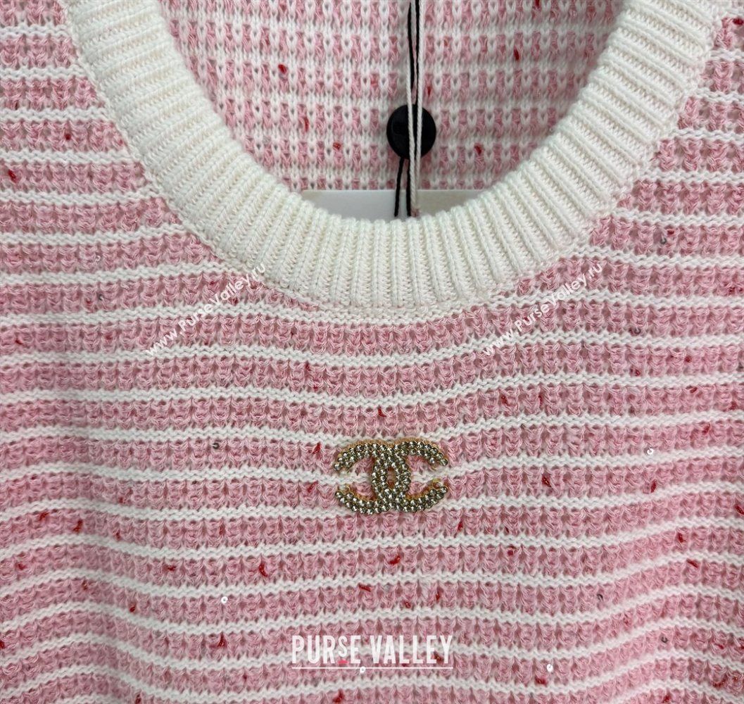 Chanel Wool Knit Vest Pink/White 2025 CH101508 (QI-251015053)