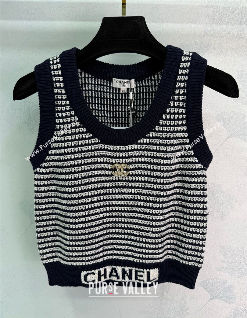 Chanel Wool Knit Vest Black/White 2025 CH101508 (QI-251015052)