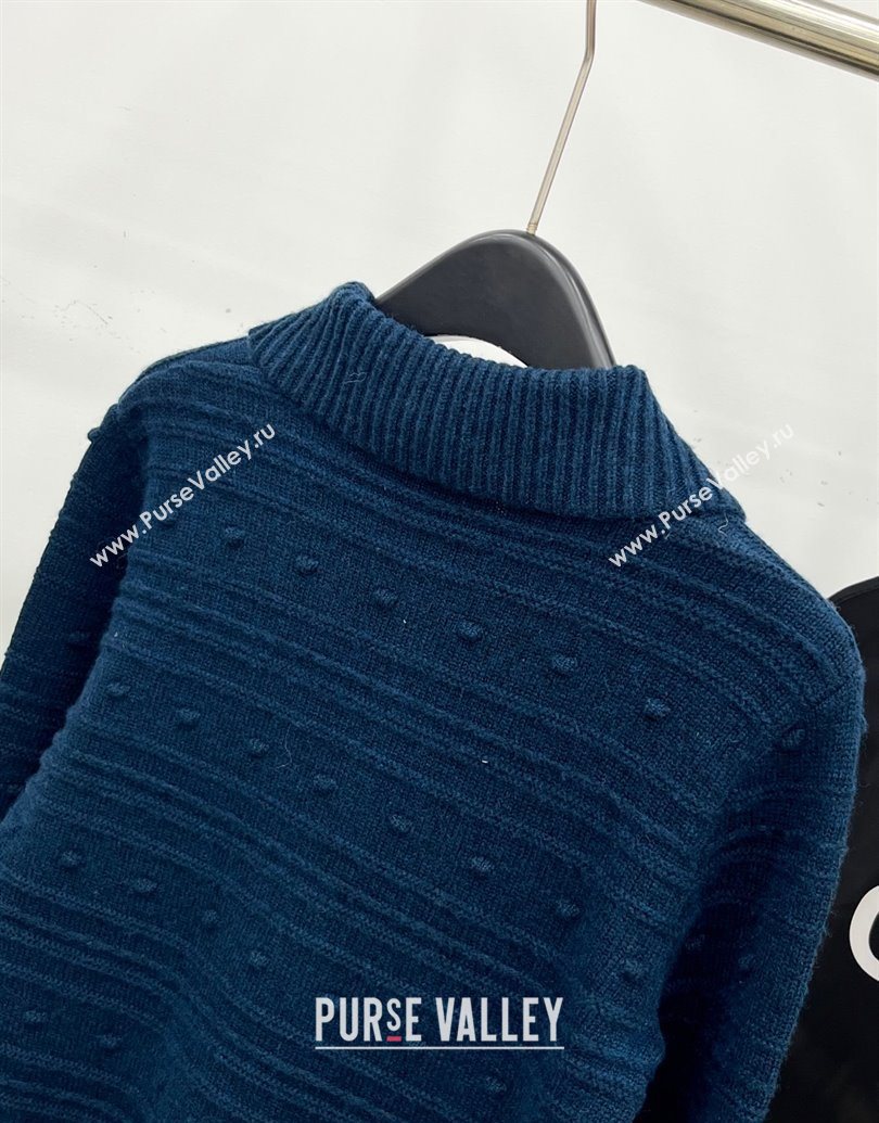 Chanel Wool Blend Polo Sweater with Tassel Blue 2025 1015 (QI-251015051)