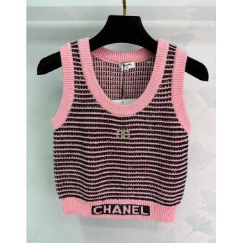 Chanel Wool Knit Vest Pink/Black 2025 CH101508 (QI-251015054)